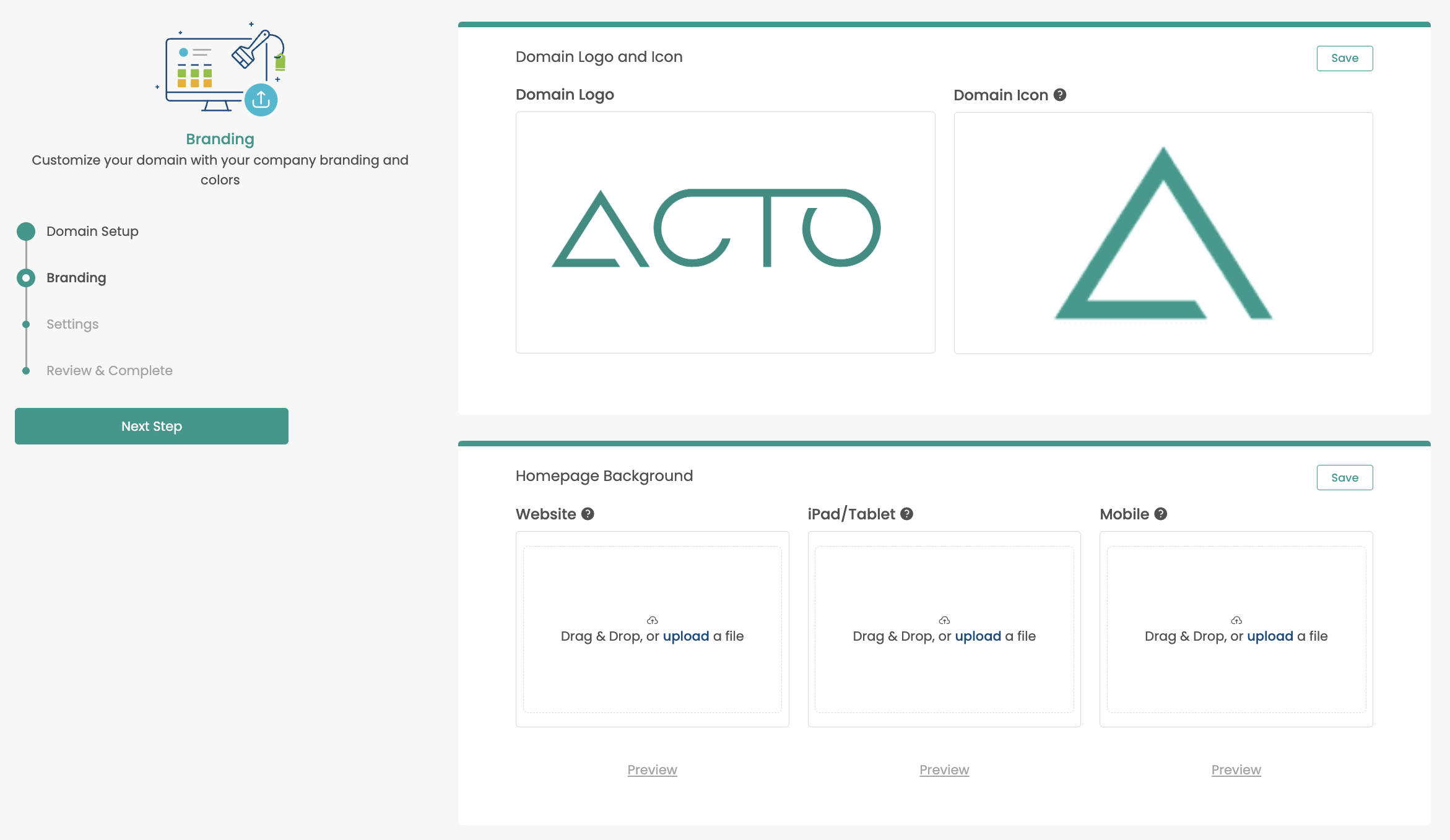 Domain Set Up Wizard