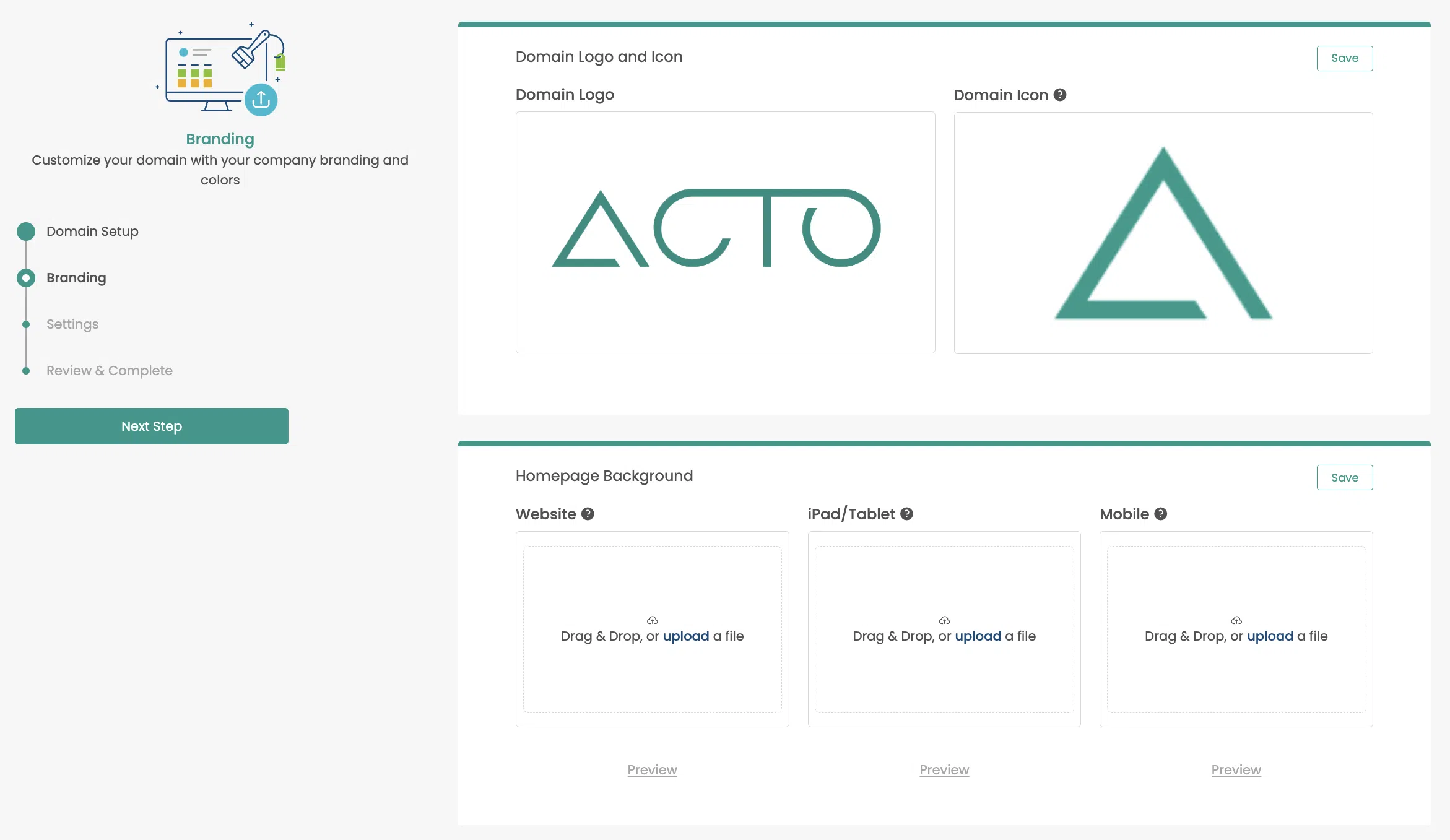 Domain Set Up Wizard