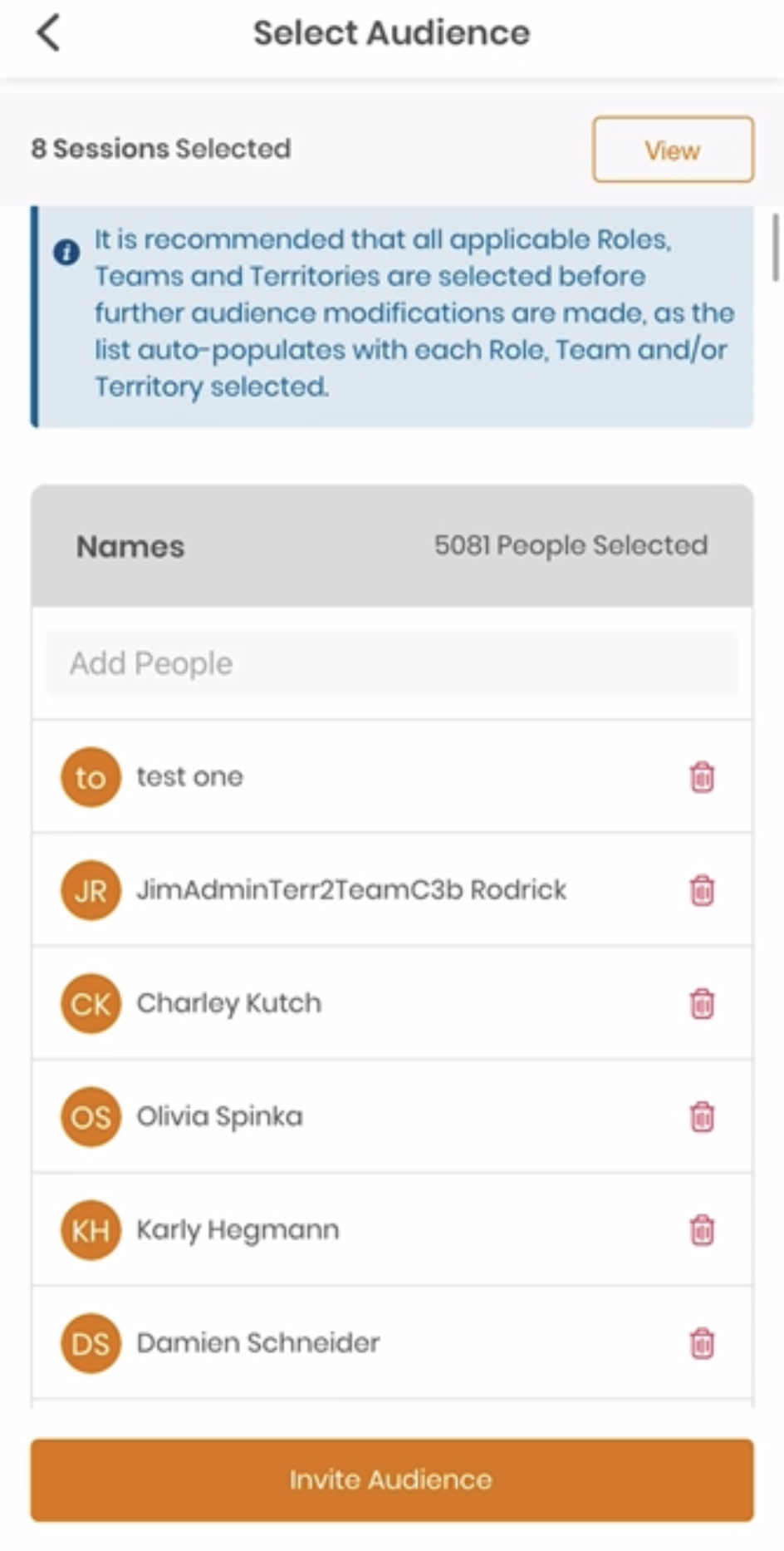 Events Add Bulk Audience