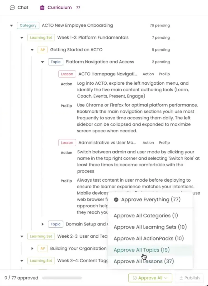 Screenshot Streamline Learning Program Creation ACTO March 2026